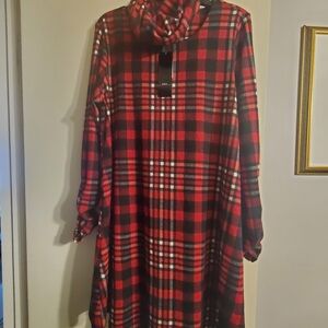 NWT Red and Black Plaid Hooded Dress